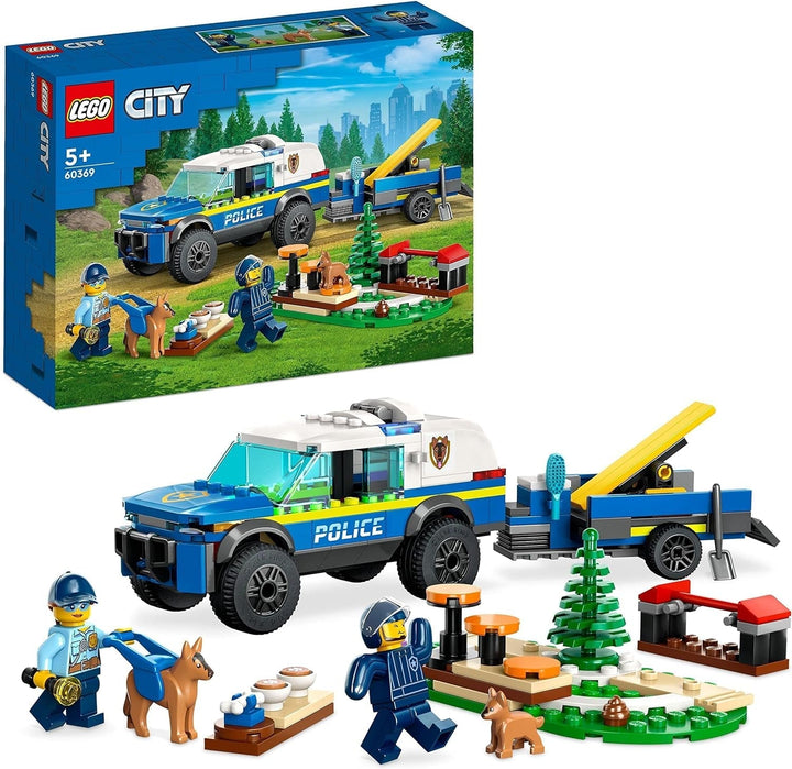 LEGO 60369 City Mobile Police Dog Training, mașină de poliție jucărie cu remorcă, figuri câine și cățel, set de animale pentru copii 5+ ani Seturi de constructie Besuche den LEGO-Store Singur