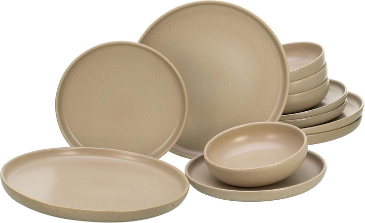 Creatable, 22979, Serie Uno BLACK, 12-Teiliges Geschirrset, Teller Set Aus Steinzeug, Spülmaschinen- Und Mikrowellengeeignet, Made in Portugal Seturi vesela masa Naty Shop Sand Tafelservice 12 Teilig