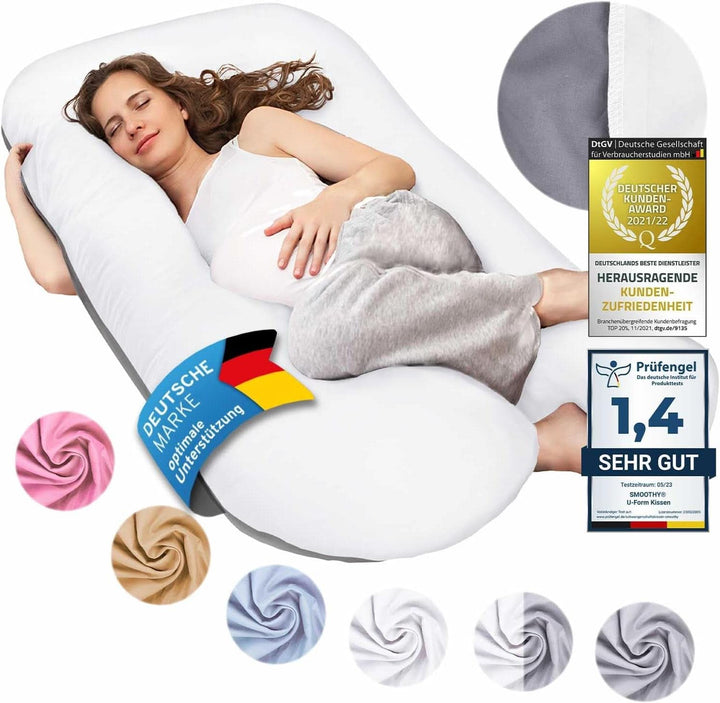Pernă de sarcină SMOOTHY XXL, perna multifunctionala, Classic XXL, 150 X 80 cm, roz Accesorii Hrana si Alaptare Bebe Naty Shop Duo Classic XXL 150 X 80 Cm