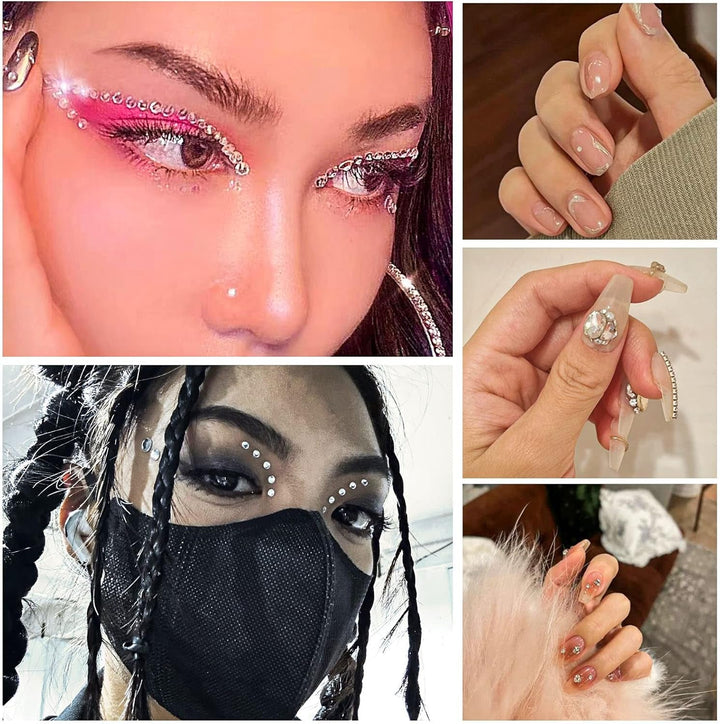 Beadsland 2500Pcs Glas Nailart Strasssteine Kristall Flatback Edelsteine Runde, ​​Für Handwerk Gemischt 8 Größen SS4 ~ SS30 Mit Picking Pinzette Und Stift (Kristall Weiss)