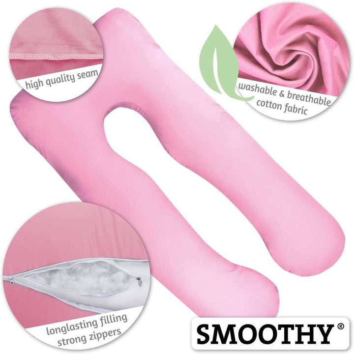 Pernă de sarcină SMOOTHY XXL, perna multifunctionala, Classic XXL, 150 X 80 cm, roz Accesorii Hrana si Alaptare Bebe Naty Shop