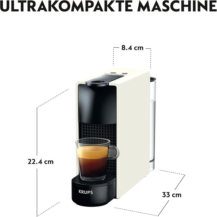Espressor cu capsule Nespresso Krups XN1101 Essenza Mini, 1260 W, alb, 0,7 litri [Clasa energetică A]