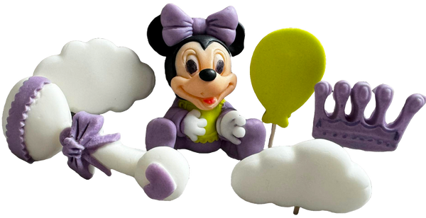 Set 6 decoratiuni comestibile din zahar, Minnie Mouse Decoratiuni din Pasta de Zahar Naty Shop