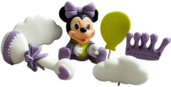 Set 6 decoratiuni comestibile din zahar, Minnie Mouse Decoratiuni din Pasta de Zahar Naty Shop