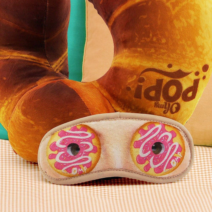 Pernă de gât și mască de somn Croissant, portocalie Perne calatorie Naty Shop