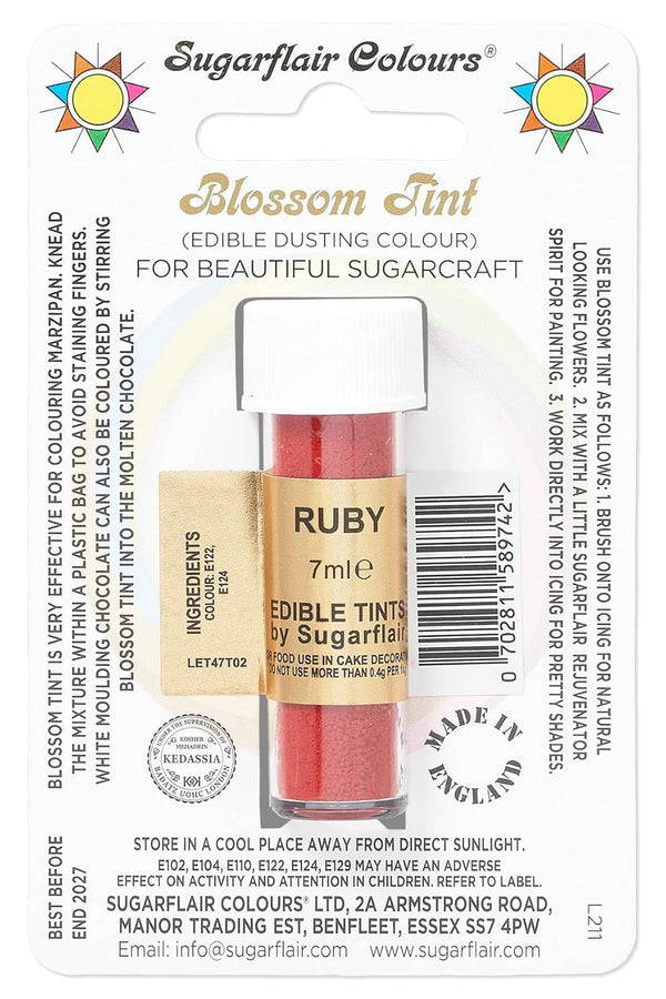 Sugarflair Blossom Tint Dusting, colorant alimentar liposolubil, pudra, Ruby, 7 ml Coloranti Alimentari Naty Shop Default Title