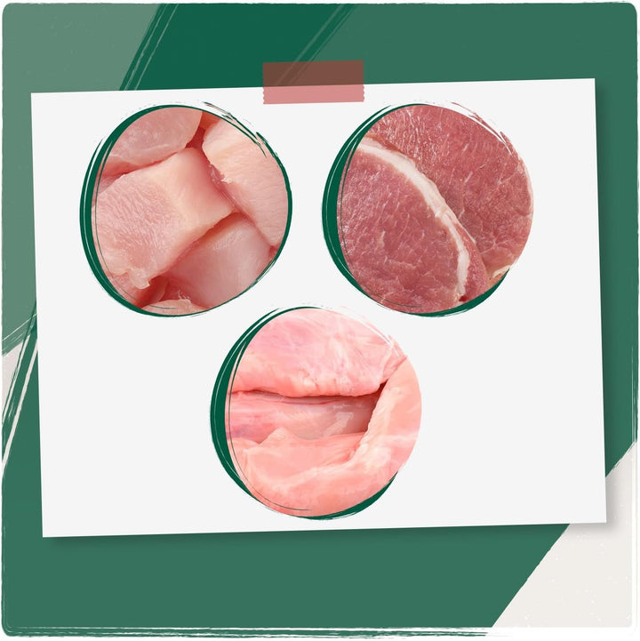 Venandi Animal - Hrană umedă premium pentru pisici, pachet degustare - pui, curcan, vită 6 X 400 G (pachet de 6), fără cereale și naturală