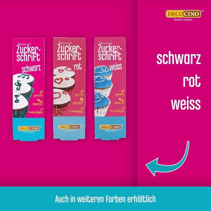 Decocino Zuckerschrift in Gold Lebensmittelfarben-Schrift Praktische Tube Zur Beschriftung Von Fondant & Glasuren Back-Deko Für Torten, Kuchen & Cup-Cakes! Coloranti Alimentari Naty Shop