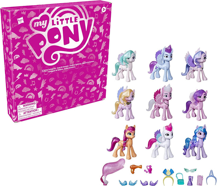My Little Pony F2031, a New Generation Royal Gala Collection, jucării pentru copii, 9 figurine ponei, 13 accesorii, poster Papusi Naty Shop