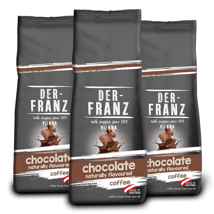 Cafea Der-Franz, boabe de cafea Arabica și Robusta Cafea Naty Shop 3 x 500 grame Ciocolata