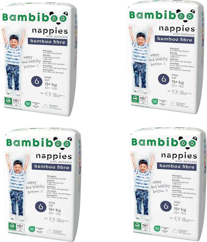 Scutece de unică folosință Bambiboo, prietenoase cu pielea și deschidere ombilicală, diverse marimi Mama si Copilul Naty Shop Scutece, marimea 6, 60 bucati