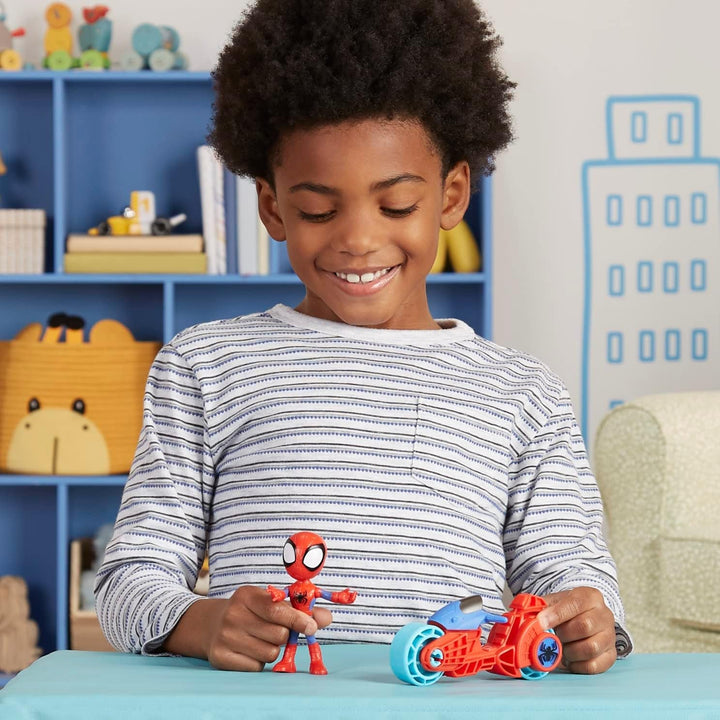 SPIDEY and HIS AMAZING FRIENDS Marvel Spidey figura cu motocicleta, jucărie pentru băieți și fete cu vârsta de 3 ani și peste Action figures Naty Shop