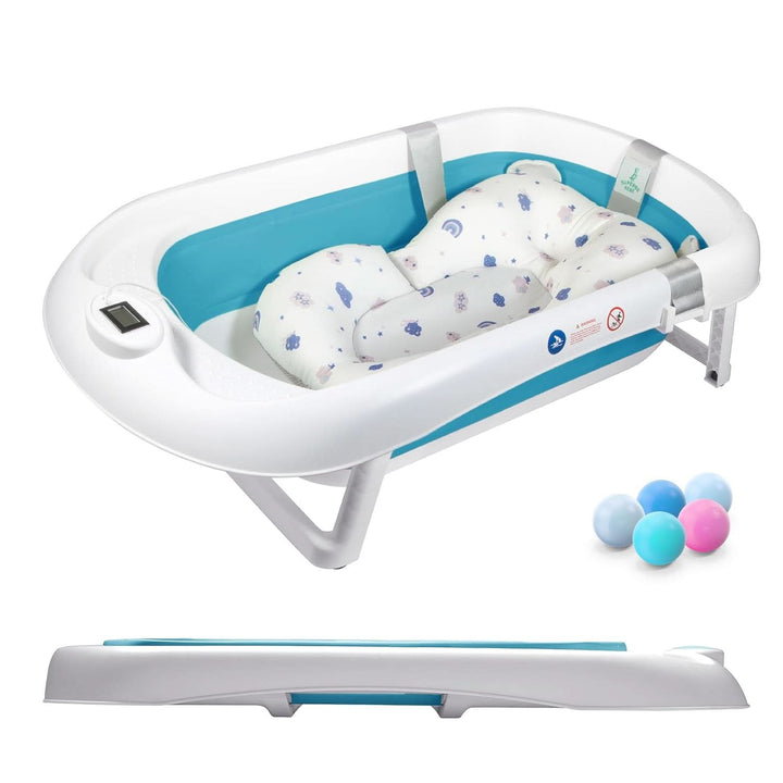 Cada de baie pliabila pentru bebelusi cu perna de baie si termometru integrat Mama si Copilul Naty Shop