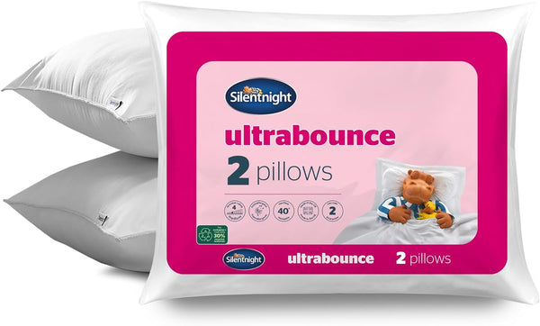 Pereche de perne de lux Silentnight Ultrabounce, microfibră, alb, pachet de 2, 2 Perne standard Naty Shop Ultrabounce de lux Pachet de 2