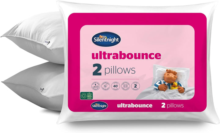 Pereche de perne de lux Silentnight Ultrabounce, microfibră, alb, pachet de 2, 2 Perne standard Naty Shop Ultrabounce de lux Pachet de 2