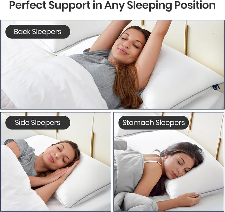 Pernă Bedstory, hipoalergenică, pernă de pat pentru hotel, țesătură perlată, pernă de dormit de lux pentru cei care dorm pe spate, pe burtă sau lateral (48 X 74 Cm), 2 bucăți Perne standard Naty Shop