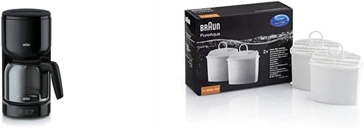 Espressor Braun Purease KF 3100 WH – Espressor cu filtru și carafă de sticlă pentru 10 cești de cafea, Espressor pentru o aromă unică, 1000 wați, Alb