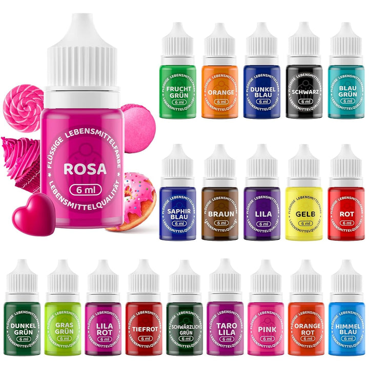 Fettlösliche Lebensmittelfarbe 15 Farben X 6Ml - Lebensmittelfarben Ölbasis Für Schokolade, Fondant, Cupcakes, Kuchen, Backen, Macaron - Food Coloring Für Tortendeko - 6Ml Naty Shop 6 Ml (20Er Pack)