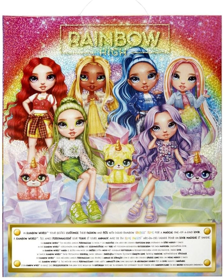 Păpușă Rainbow High Fashion cu slime și animal de companie - Amaya (Culori curcubeu) - păpușă strălucitoare de 28 cm cu slime sclipitor, animal magic și accesorii de modă - jucărie pentru copii - 4-12 ani Papusi Naty Shop