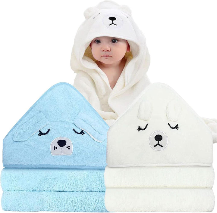 Pachet de 2 prosoape de baie cu glugă 80 x 80 cm Mama si Copilul Naty Shop Blue, White