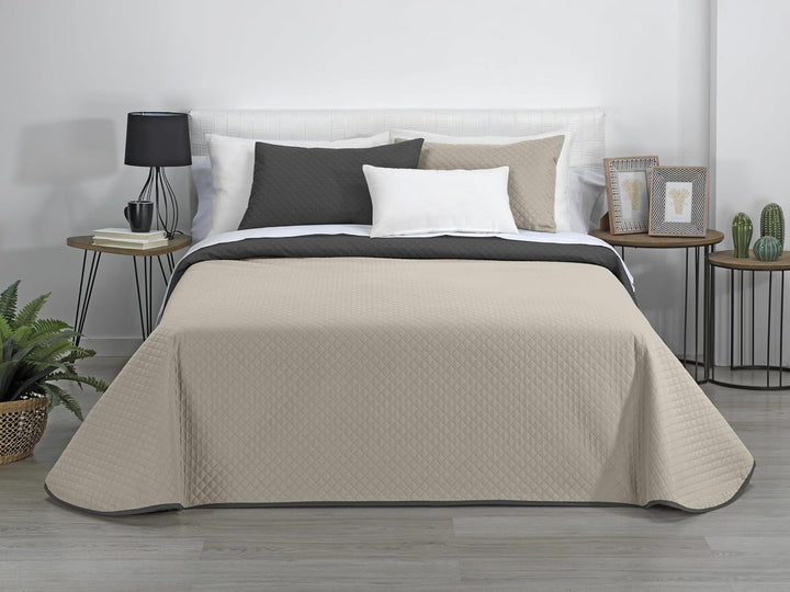 Estoralis | AVA | Cuvertură Boutique Reversibilă | Pentru toate anotimpurile | Culoare - Gri/Antracit | Pentru pat 80/90 cm. pat. (180 X 270 Cm. Ancho X Alto) | Cuvertură cu matlasare Plapumi si pilote Naty Shop
