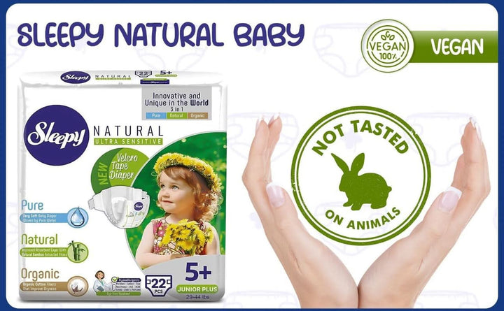 Sleepy 3X Jumbo Natural Baby Scutece, fabricate din bumbac organic și extract de bambus Naty Shop
