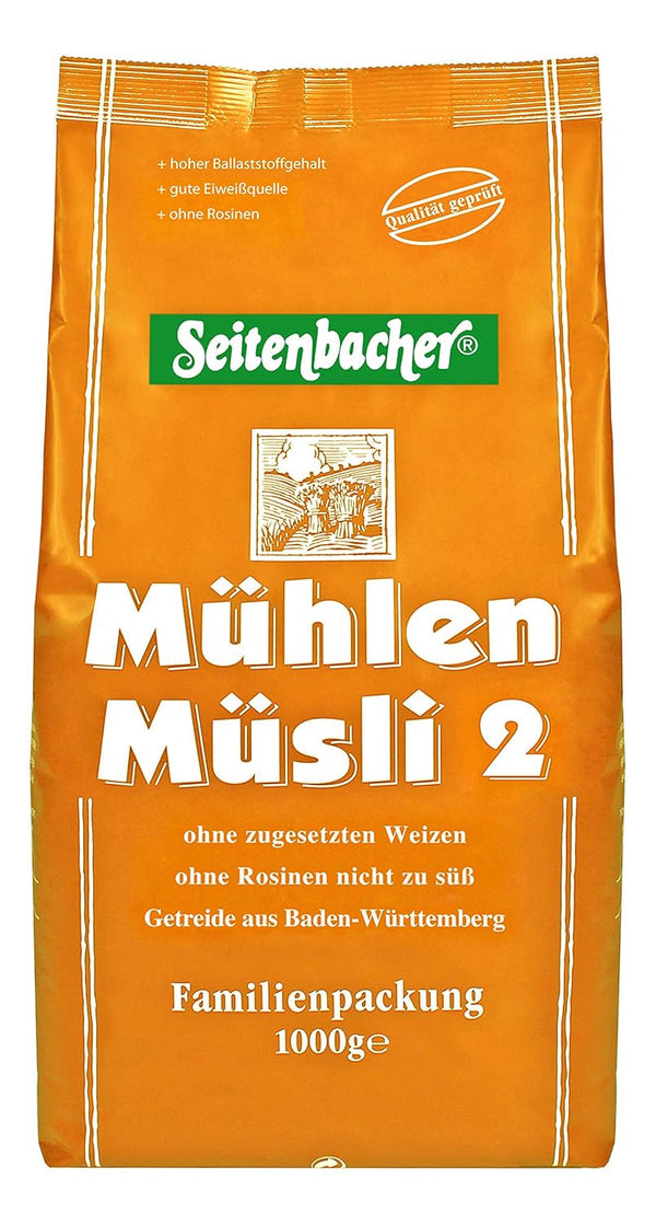 Seitenbacher Mühlen-Müsli 2 I Ohne Rosinen I Weizenfrei I Vorratspackung I (1 X 1000 G ) Cereale Naty Shop 1 Kg (1Er Pack)