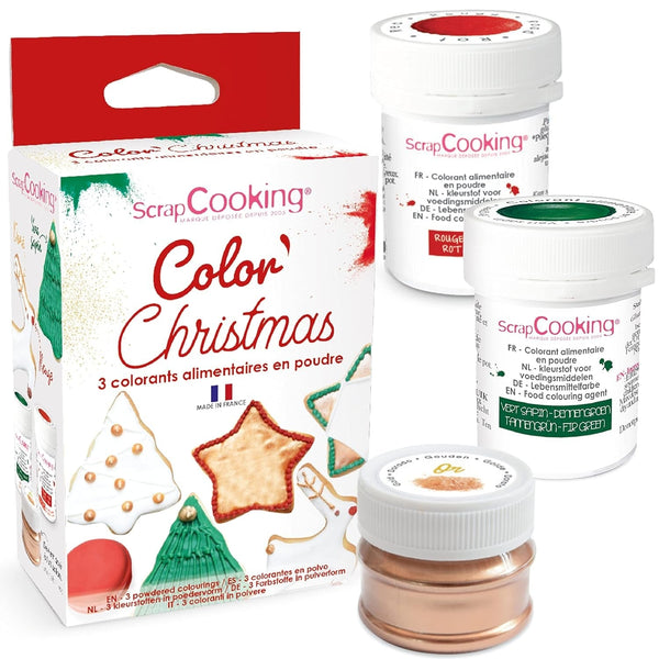 Scrapcooking - Set de 3 coloranți alimentari pulbere, Crăciun - roșu, verde, auriu Coloranti Alimentari Naty Shop Default Title