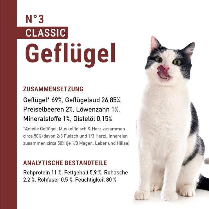 Catz Finefood N° 3 Poultry Delicatessen Hrană umedă pentru pisici, hrană umedă premium pentru pisici fără cereale și zahăr cu conținut ridicat de carne (6 X 300G Bag)
