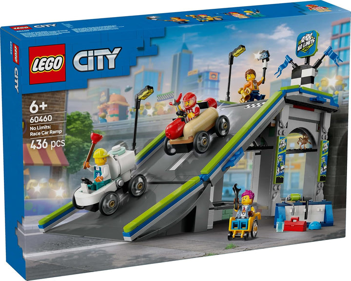 LEGO City No Limits: Soapbox Race With Ramp - Jucărie de construit pentru băieți și fete de la 6 ani - Set cu 2 cutii de săpun și 4 minifigurine Racer - Idee de cadou pentru copii 60460 Seturi de constructie Besuche den LEGO-Store