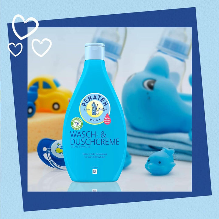 PENATEN Wash & Shower Cream (400 Ml), gel de duș și șampon pentru bebeluși, formulat fără parabeni și coloranți Mama si Copilul Naty Shop