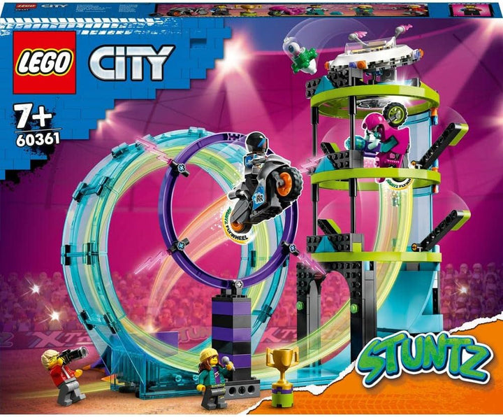 LEGO 60361 City Stuntz Ultimate Stunt Rider Challenge, cascadorii 3In1 pentru 1 sau 2 jucători, cu 2 motociclete de jucărie cu volan pentru copii, set 2023 Seturi de constructie Besuche den LEGO-Store