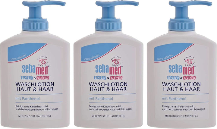 Sebamed Loțiune de spălat pentru bebeluși și copii, șampon și gel de duș, 200 ml (pachet de 3) Mama si Copilul Naty Shop