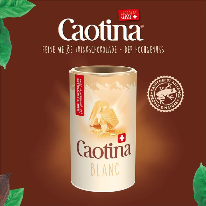 Caotina, pudră de cacao pentru ciocolată caldă cu ciocolată albă elvețiană - cea mai fină cacao durabilă și certificată (6 X 500grame) Cacao si Ciocolata Calda Naty Shop