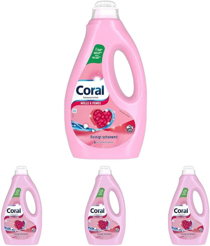 Coral detergent lichid delicat pentru lână și rufe delicate, 23 spalari, 1,15 litri Detergenti Rufe Naty Shop Set 4 x 1.15 litri