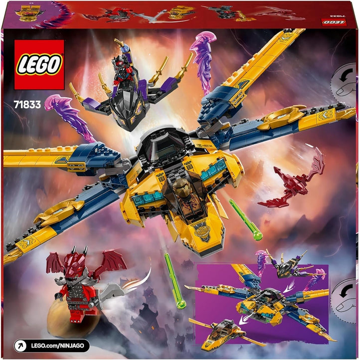 LEGO NINJAGO Super Storm Flyer al lui Ras și Arin - Jucărie cu dronă, tragătoare, lame și motoare - Incl. 3 minifigurine pentru jocuri de rol Ninja - Set de construcție pentru băieți și fete de la 8 ani 71833 Seturi de constructie Besuche den LEGO-Store