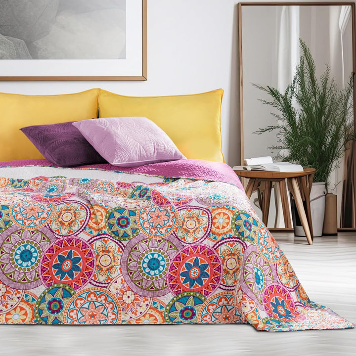 Decoking 12222 Cuvertură de pat 200X220 Cm Roz Violet Alb Colorat Antracit Cuvertură de pat Două fețe Colorat Roz Alb Violet Quilting Bibi Paturi si Cuverturi Besuche den DecoKing-Store