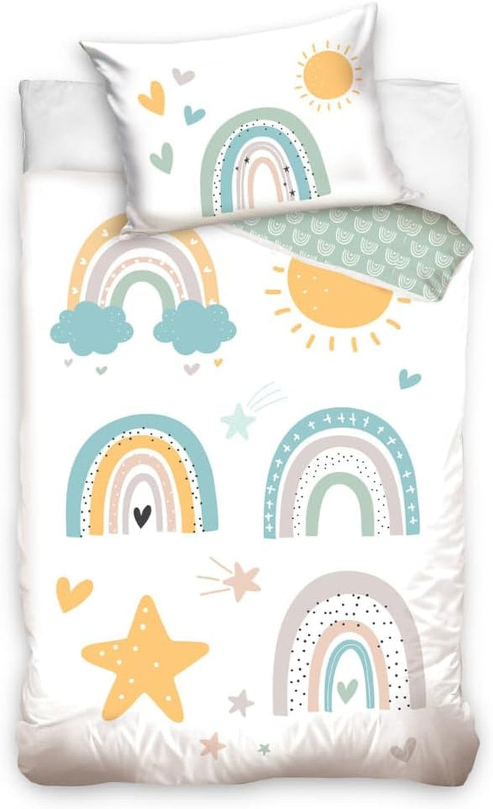 Lenjerie de pat pentru baieti, diverse motive, 100% bumbac Lenjerie de pat - copii Naty Shop Curcubeu