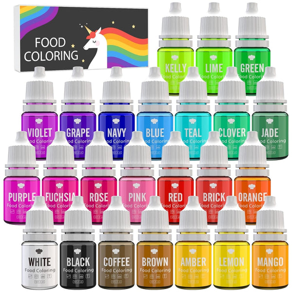 Lebensmittelfarbe - 24 Lebendige Lebensmittel Farben Zum Backen, Kuchen Dekorieren, Zuckerguss, Kekse, Fondant Und Macaron - Flüssige Food Coloring Für Die Seifenherstellung Und Basteln - 24 X 6Ml Naty Shop Default Title