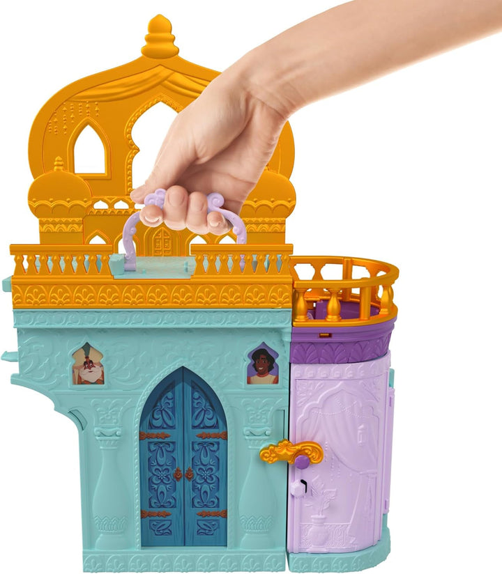 Mattel Disney Princess Toy, Jasmin's Stacking Castle Dollhouse Playset With Little Doll, 2 Friends And 7 Pieces, Inspired By The Disney Movie, Travel Toys And Gifts For Kids, HLW93 Papusi Naty Shop