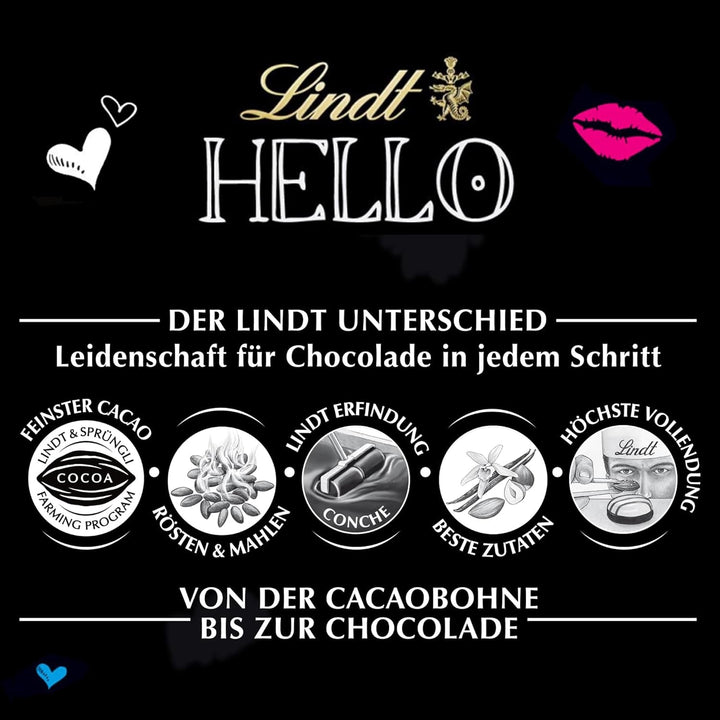 Ciocolată Lindt HELLO Crunchy Nougat, baton de 100 grame Bomboane de Ciocolata Naty Shop