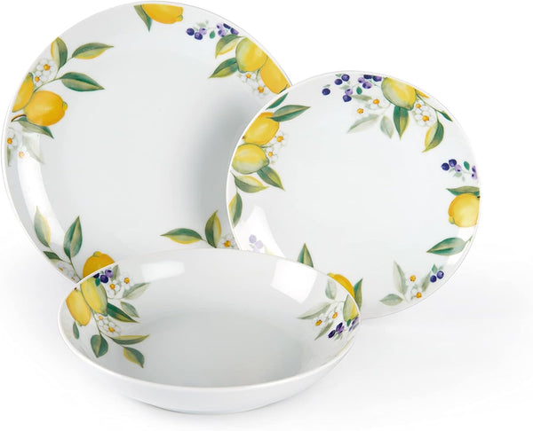 Serviciu de masă Excelsa Lemon, 18 piese, porțelan, Bianco/Limoni Seturi vesela masa Naty Shop Default Title