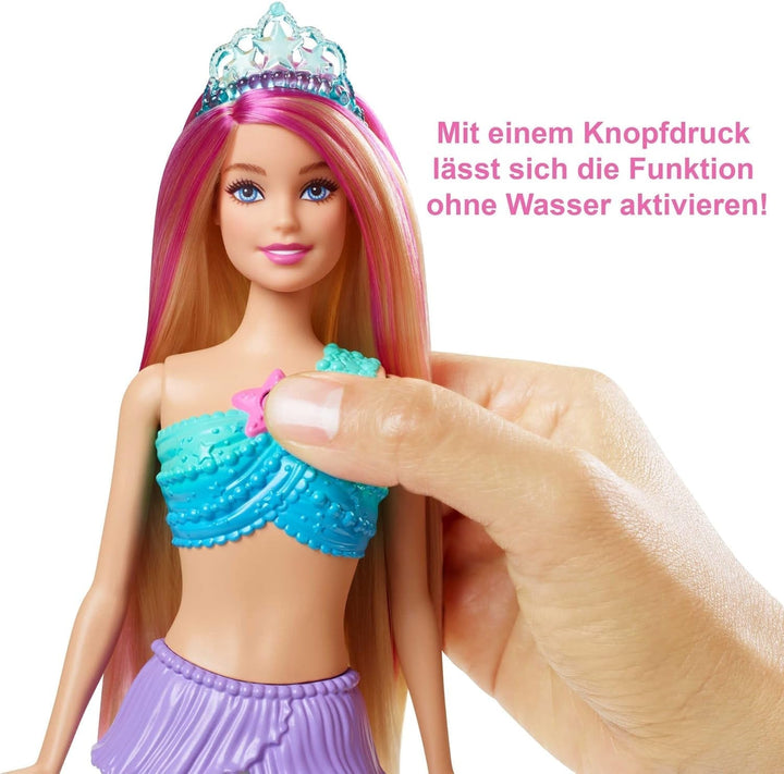 Barbie Dreamtopia Magic Light Mermaid Doll cu păr blond, păpușă Barbie cu coadă de sirenă, potrivită ca cadou pentru copii de la 3 ani, HDJ36 Papusi Naty Shop