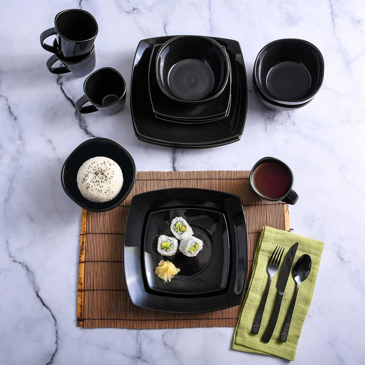 Set de veselă din ceramică cu smalț reactiv pentru 4 persoane, 16 bucăți Seturi vesela masa Naty Shop