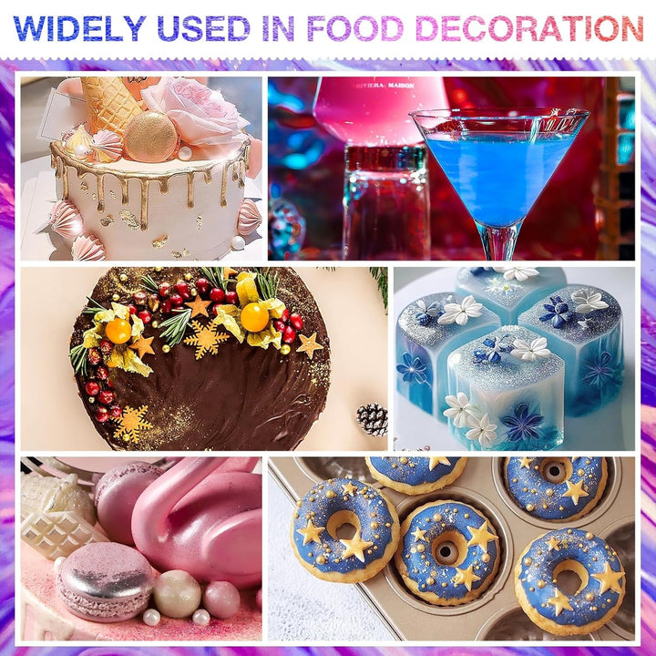 Essbarer Glitzer 6 X 3G, Essbarer Glitzer Für Getränke Lebensmittel Glitzer 6 Farbenset Glitzerpuder Backglitzer Für Schokolade, Erdbeeren, Kuchen, Fondant,Getränken, Geruchsneutral, Vegan Naty Shop