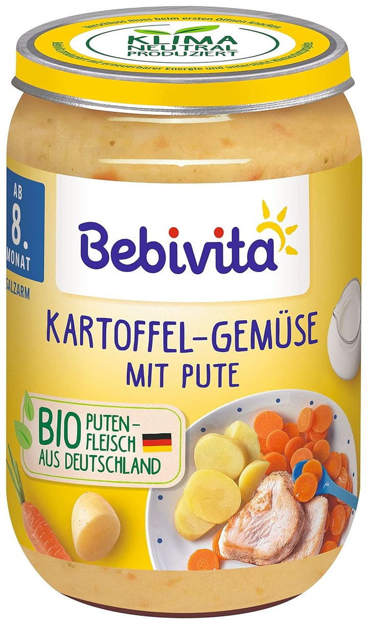 Meniuri De la 8 luni Spaghetti Bolognese, pachet de 6 (6 X 220 grame), mediu Mama si Copilul Naty Shop 220 grame Cartofi și legume cu curcan
