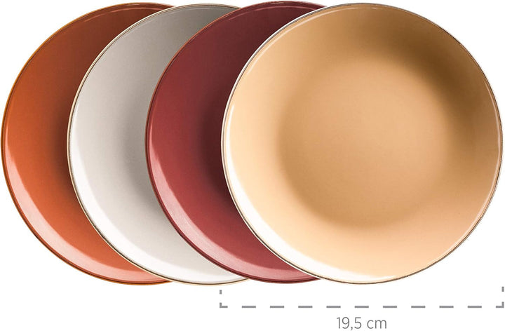 MÄSER 931871 Metallic Rim, Veselă modernă pentru 4 persoane cu margine de culoarea alamei, serviciu combinat din 16 piese Seturi vesela masa Naty Shop