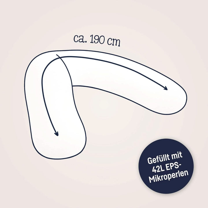 Julius Zöllner Pernă organică pentru alăptare 190 cm, umplutură 42 litri microperle Eps, fabricat în Germania Accesorii Hrana si Alaptare Bebe Naty Shop