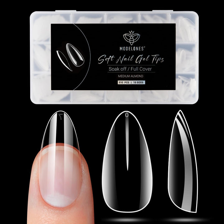 Modelones Tips Unghii 510 Piese - Set Tips Unghii Acoperire Completă, Set Tips Gel, Tips Unghii Rășină PMMA Pre-Lustruire, Unghii Artificiale pentru Lipire pe Nail Art DIY, Squoval Scurt