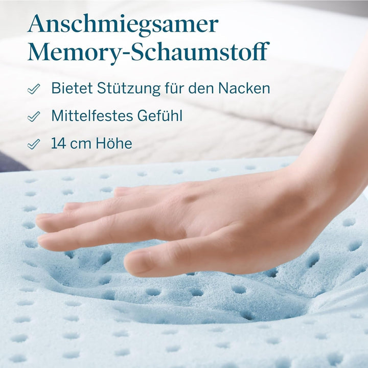 LUCID Gel Memory Foam Pillow 40X60 Cm - Respirabil - efect de răcire - capac lavabil - pernă Oeko-Tex, alb Perne standard Naty Shop